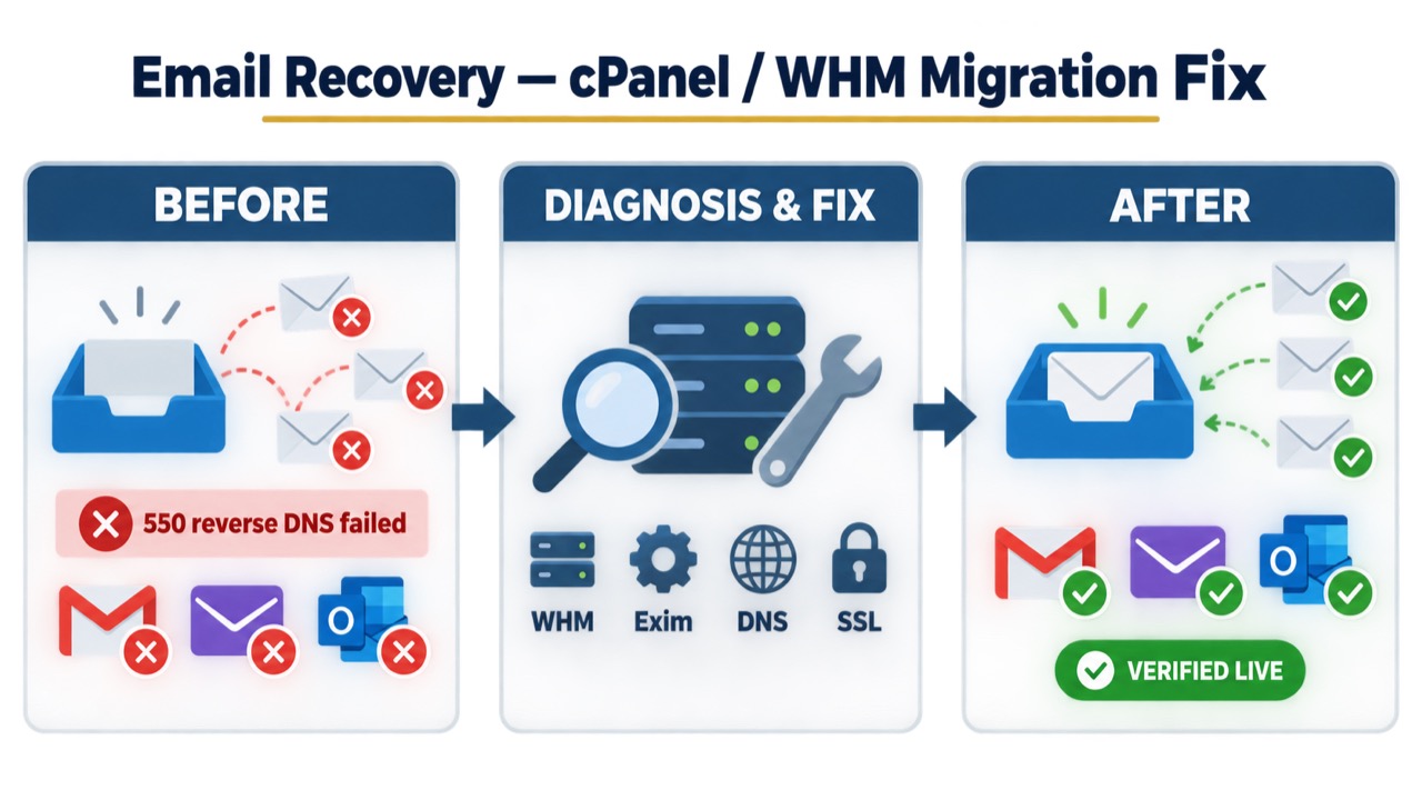Email Recovery After a cPanel/WHM Server Migration — Business Services (UK)